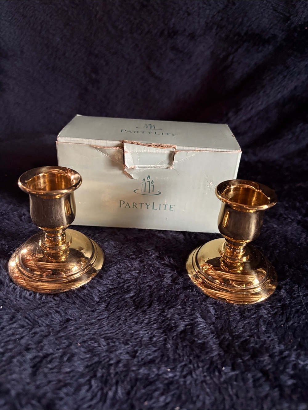 PartyLite Shiny Gold Taper Candlestick Holders - Pair